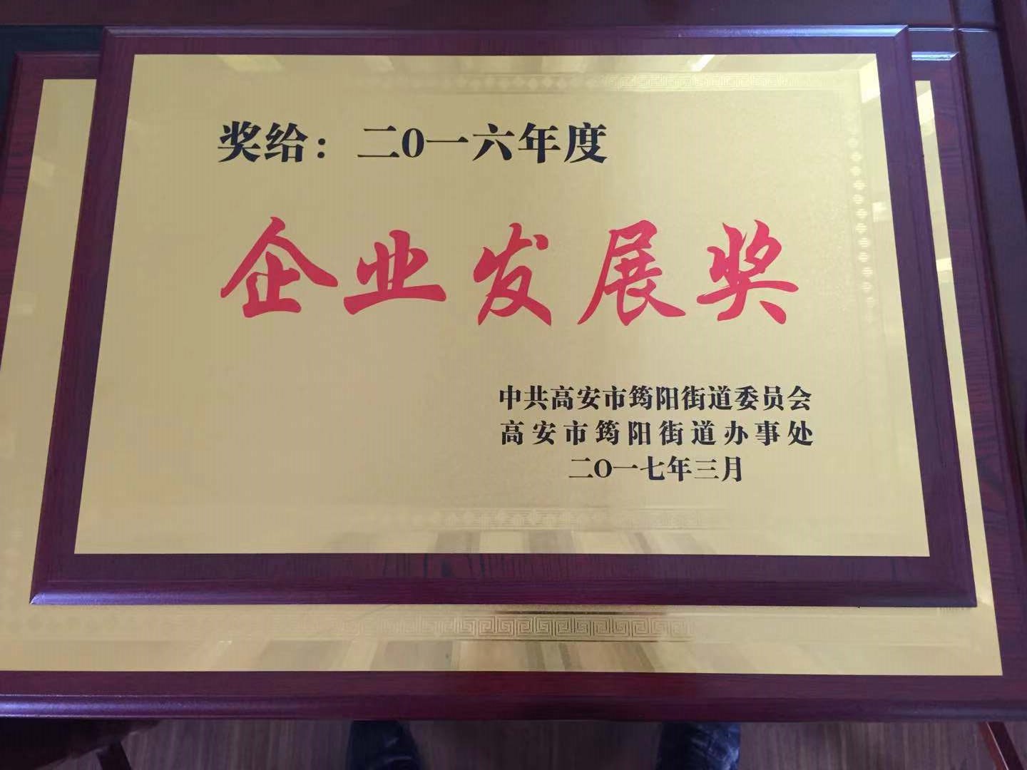 2016年度企業(yè)發(fā)展獎(jiǎng)
